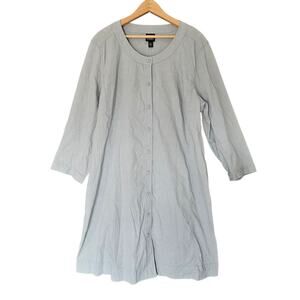 Women's NWT Eileen Fisher Light Blue Tunic Top Linen Blend 3/4 Round Neck XL